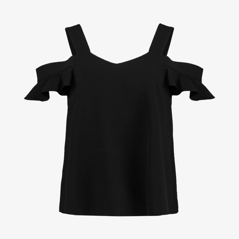 Caramel Black Cold Shoulder Sheer Blouse - Picture 8 of 8